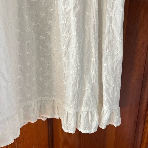 Vintage White Embroidered Cotton Nightgown Dress Cottagecore Prairie Midi Size M - Picture 4 of 10